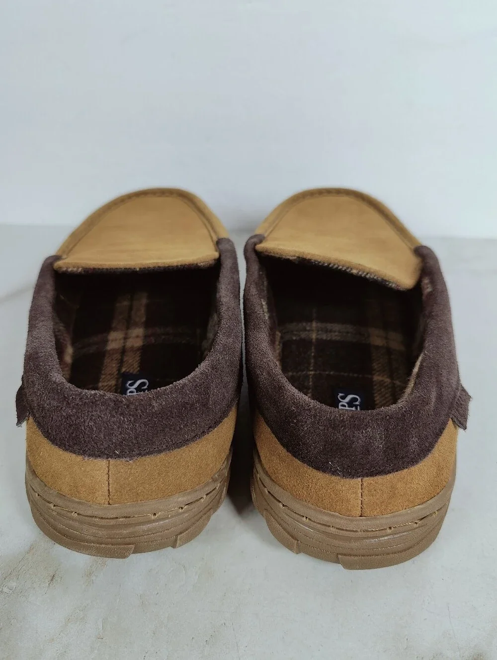NWOT Chaps Men's Genuine Suede Moccasin Indoor Outdoor Slippers, XL (11-12)